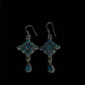 Vintage Sterling 925 blue stone dangle earrings